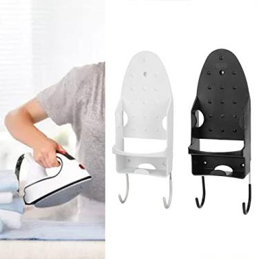 Imagem de Suporte De Parede Para Tábua De Passar Roupa, Suporte De Ferro Elétrico 2 Em 1, Organizador De Armazenamento De Ferro E Tábua De Passar Roupa Com Ganchos Removíveis(preto)