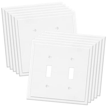 Imagem de Placa de parede decorativa moderna de 2 entradas para interruptor placa de parede com interruptor duplo para interruptores de luz, interruptor inteligente, GFCI, reguladores, receptáculo, tomada USB