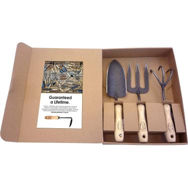Imagem de Conjunto de ferramentas de 3 peças Dewit com cultivador de 3 dentes, espátula forjada e garfo de mão forjado