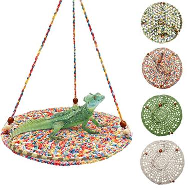 Imagem de Rede tecida à mão dragão barbudo descanso cama habitats suprimentos escalada terrário para lagarto leopardo gecko papagaios periquito calopsita ratos cobra hamster esquilo camaleão pássaros pequenos
