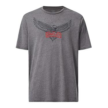 Imagem de Oakley Camiseta masculina com aba Si Eagle, Cinza mesclado atlético, Small