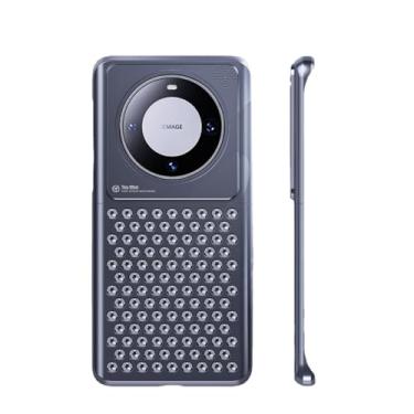 Imagem de SNIDII Capa de telefone de aromaterapia para Huawei Mate 60 Pro com liga de alumínio, malha metálica, capa respirável, antiarranhões, antiqueda (cinza)