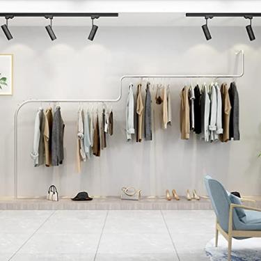 Imagem de Rack de exibição de roupas Trilho de roupas, rack de exibição de loja de roupas boutique criativa, cabide de casamento industrial moderno para loja de roupas, grande capacidade adequado para shoppings