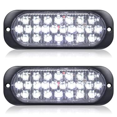 Imagem de AT-HAIHAN Pacote com 2 carcaças de alumínio com 24 luzes traseiras de freio de freio de LED branco, compatível com DOT, iluminação à prova d'água para caminhão, trator, Jeep RV