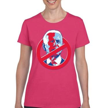 Imagem de Camiseta No Biden Anti Sleepy Joe Republican President Pro Trump 2024 MAGA FJB Lets Go Brandon Deplorable Camiseta feminina, Rosa choque, 3G