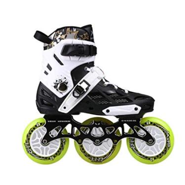 Imagem de Patins profissionais em linha de 3 rodas, sapatos de patinação, patins de corrida de slalom mutáveis (cor: branco, tamanho: 41)