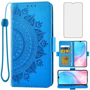 Imagem de Asuwish Capa carteira compatível com Xiaomi Mi 9 Lite/Mi A3 Lite/Mi CC9, protetor de tela de vidro temperado, suporte para cartão de crédito, alça de pulso, suporte para celular para Mi9 Lite