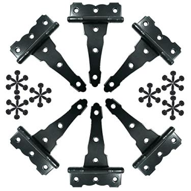 Imagem de HLMOptimo Dobradiças de alça de 10 cm Dobradiças de porta de galpão Dobradiças em T para serviço pesado Dobradiças decorativas em T Dobradiças de porta Dobradiças antigas clássicas à prova de ferrugem