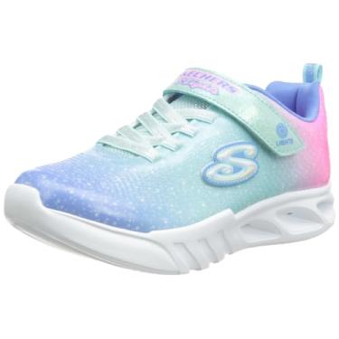 Imagem de Skechers Tênis infantil unissex Flicker Flash-Ombre Dreamer, Aqua/Multi, 4 Big Kid