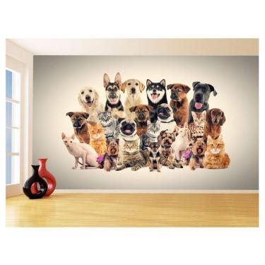 Imagem de Papel De Parede 3D Animais Cão Gato Petshop 3,5M Anm428