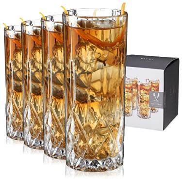 Imagem de Viski Copos Almirantes Highball, copos de cristal, copos elegantes para uísque, vodka, coquetéis, perfeitos para bares domésticos, festas internas e externas, talheres elegantes, 255 g, conjunto de 4
