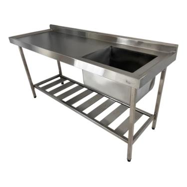 Imagem de Pia De Inox Industrial 180x60x90 Cm Cuba Direita para Cozinha e Restaurante
