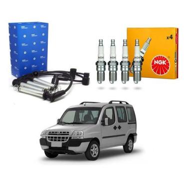 Imagem de Kit Vela Ngk Cabo Doblo 1.8 8v 2003 A 2010 - Delphi