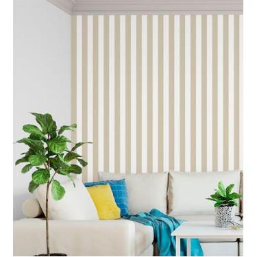 Imagem de Papel De parede Com listras Bege E Branco - PAPEL E PAREDE ADESIVOS