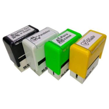 Imagem de Kit 4 Carimbos Automáticos Stilo 20 para Professores - Para Casa/Parab