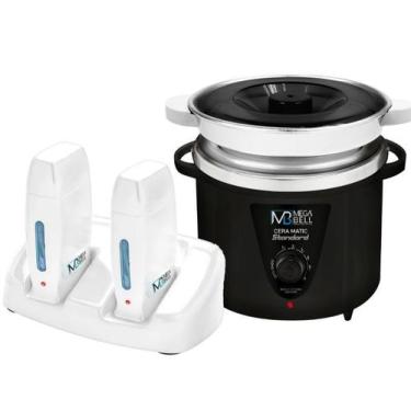 Imagem de Termocera Panela Depilação 900g c/ Refil Preta + Base Dupla c/ 2 Rollo