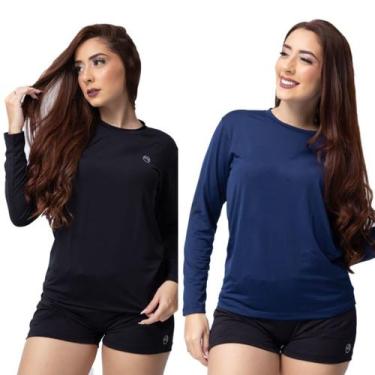 Imagem de Kit 2 Camisas Termicas Feminina Uv50+ Segunda Pele Proteção Solar - DM