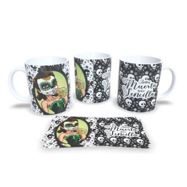 Imagem de Canecas de Porcelana Personalizadas Dia dos Mortos - Estampa Sublimada