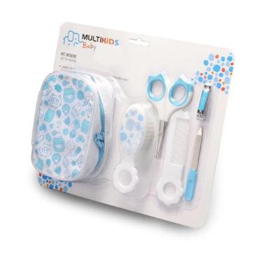 Imagem de Kit Higiene Azul Multikids Baby Escova Pente Lixa Cortador Tesoura - M
