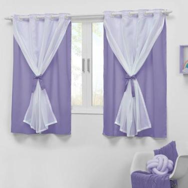 Imagem de Cortina Para Bebê em Oferta 2,00X1,70 Tecido Voal Lilás teen - Casa Im