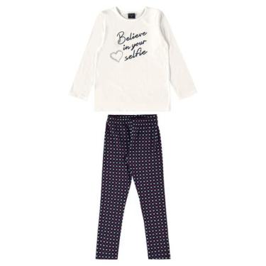 Imagem de Conjunto Blusa e Calça Legging Infantil para Menina Guloseima, Off whi