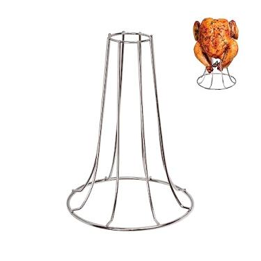 Imagem de WANRAY KAMaster Suporte vertical de aço inoxidável para lata de cerveja para frango, grande peru, acessórios para ovos verdes, suporte vertical para churrasqueira e defumador como Weber