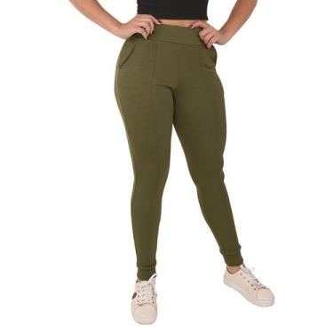Imagem de Calça Jogger Feminina Cintura Alta Elastano Envio Imediato Malha Crepe