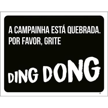 Imagem de Kit 3 Placas Decorativa - Campainha Quebrada Grite Ding Dong