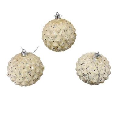 Imagem de Kit 3 Bolas de Natal Brilho Decorada Glitter Enfeite Árvore - tok da c