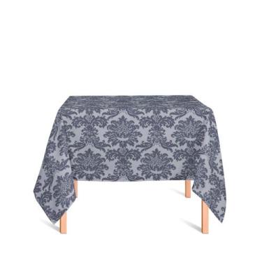 Imagem de Toalha de Mesa Quadrada em Tecido Jacquard Preto Acinzentado e Prata M