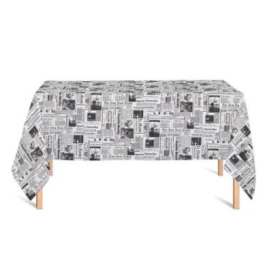 Imagem de Toalha de Mesa Retangular em Tecido Jacquard Estampado Jornal, 1,40 x 