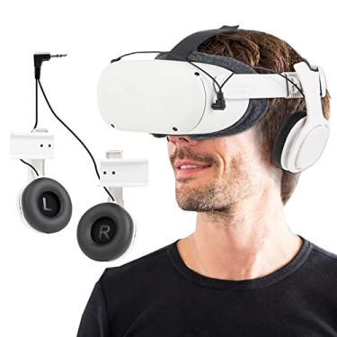 Imagem de Globular Cluster Fones de Ouvido Estéreo Vr Feitos Sob Medida para Meta Quest 2/Oculus Quest 2 Elite Head Strap e Original Head Strap-On Ear Deep Bass 3D Som de 360 Graus (Branco)