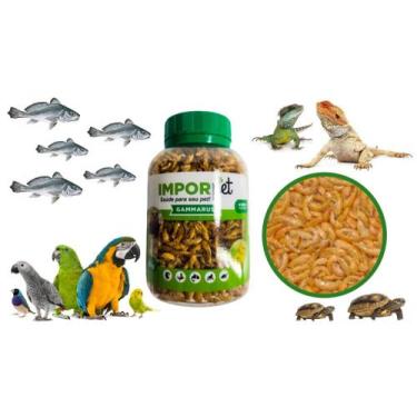 Imagem de 2 Potes com Gammarus Desidratado para Aves Peixes Répteis 20g Importad