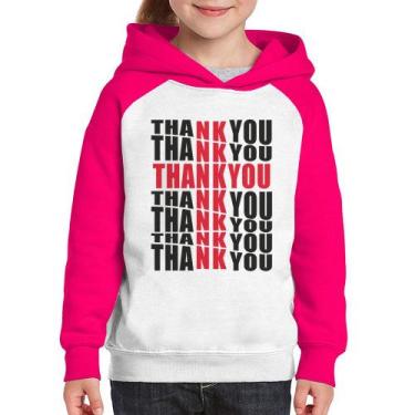 Imagem de Moletom Infantil Thank You Cruz - Foca na Moda, Branco, Rosa, 6