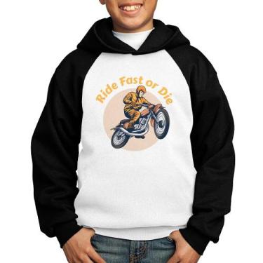 Imagem de Moletom Infantil Ride Fast Or Die - Foca na Moda, Branco, Preto, 4