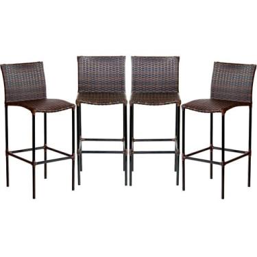 Imagem de Combo 4 Banquetas Havaí em Fibra Sintética Trama Dupla para Área de Ch