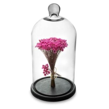 Imagem de Arranjo de Flores Secas Sempre Viva na Cupula Rosa Forte  Ht - Preserv