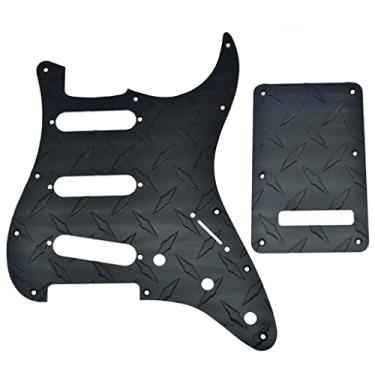 Imagem de KAISH Placa de diamante premium 11 furos ST/Strat SSS Pickguard placa de alumínio com placa traseira Tremolo Trem capa para FD americano/mexicano preto