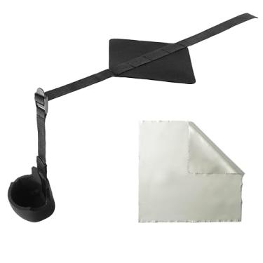 Imagem de Clear Huku Alça de assento com suporte de fagote – Alça de segurança de fagote de nylon resistente para cadeira – Alça ajustável para fagote inclui pano de limpeza de instrumento – Suporte de copo de