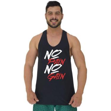 Imagem de Regata Menos Cavada Masculina MXD Conceito No Pain No Gain, P, Preto