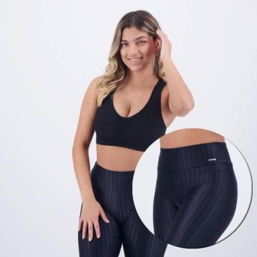 Imagem de Conjunto Selene Top Sem Costura + Legging 3D Preto, M