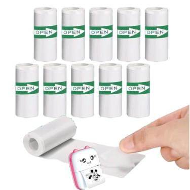 Imagem de Bobina Adesiva Térmica 55x25 57x30 Kit 10 Bobinas 3 Metros Rolo Mini Impressora Portátil Papel Prova d'Água Recibo QR Code Fotos Etiquetas Autocolante Resistente Termossensível Rolinho Térmico.