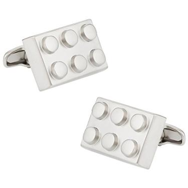 Imagem de Abotoaduras de blocos de montar de prata cracked pepper cuff-Daddy com caixa de apresentação