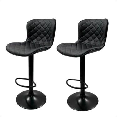 Imagem de Banqueta Giratoria Alta Cozinha Bar Bancada OS50 cor Preto Kit com 2 Unidades
