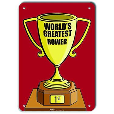 Imagem de PetKa Signs and Graphics PKWG-0365-NA_ Placa de alumínio "World's Greatest Rower", 25,4 cm x 35,5 cm, vermelho troféu