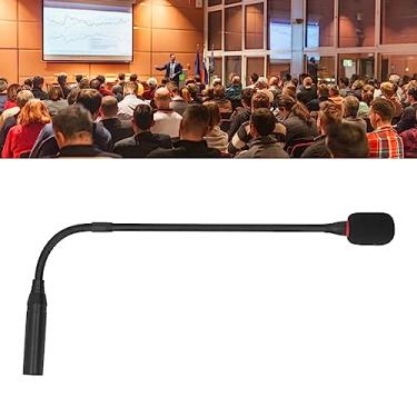 Imagem de EIMSOAH Microfone dinâmico de 45 cm, microfone condensador de liga de alumínio flexível para reuniões de conferências, microfone flexível de redução de ruído com indicador de energia para salas de