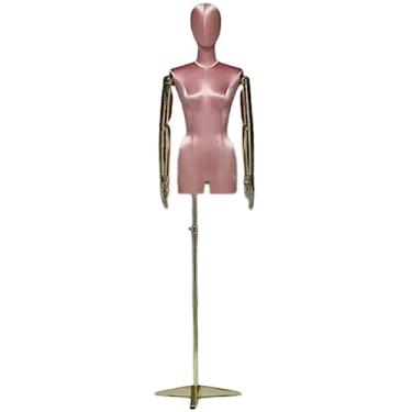 Imagem de Multiuso Manequim de Superfície de Cetim de Seda Espuma Sólida Meio Corpo de Manequim Feminino Altura Ajustável Corpo de Manequim Com Forma de Vestido de Suporte Janela