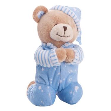 Imagem de Ursinho Que Reza Anjo da Guarda Urso de Pelúcia Azul Buba, Azul