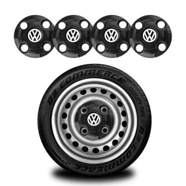 Imagem de Jogo 4 Calotinha Central Vw Gol G1 Quadrado  Aro 13 14 15 Preto - B3 C