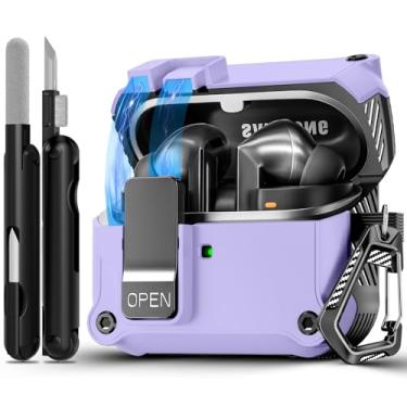 Imagem de Capa de bloqueio seguro para Samsung Galaxy Buds3 FE (2025)/Buds3 Pro e Galaxy Buds 3 (2024), capa rígida à prova de choque com kit de limpeza e chaveiro | Abertura automática | LED visível |